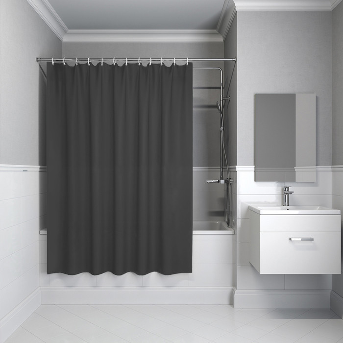 Штора для ванной, 200x180 см, PE, темно-серый, IDDIS, P03PE18i11 Штора для ванной, 200x180 см, PE, темно-серый, IDDIS, P03PE18i11