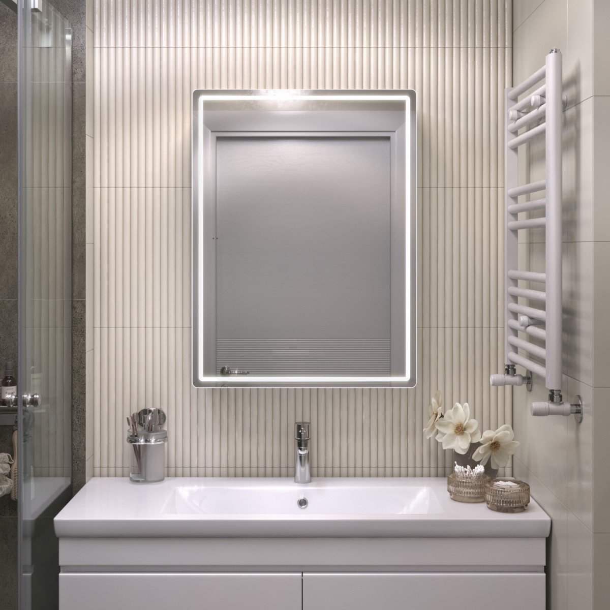 Шкаф навесной Geometry Comfort 600 с зеркалом, VIGO Шкаф навесной Geometry Comfort 600 с зеркалом, VIGO