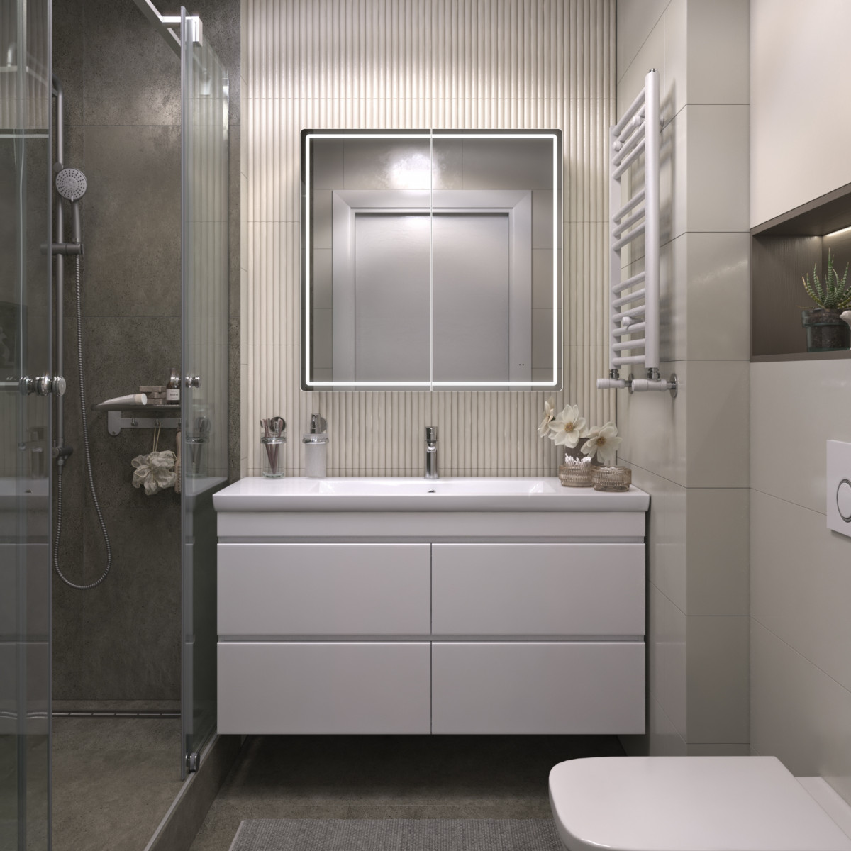 Шкаф навесной Geometry Comfort 800 с зеркалом, VIGO Шкаф навесной Geometry Comfort 800 с зеркалом, VIGO