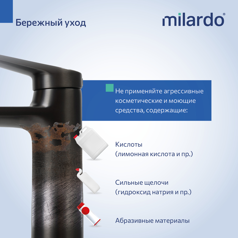Cмеситель для настольного умывальника, графит, Лип (Leap), Milardo Cмеситель для настольного умывальника, графит, Лип (Leap), Milardo