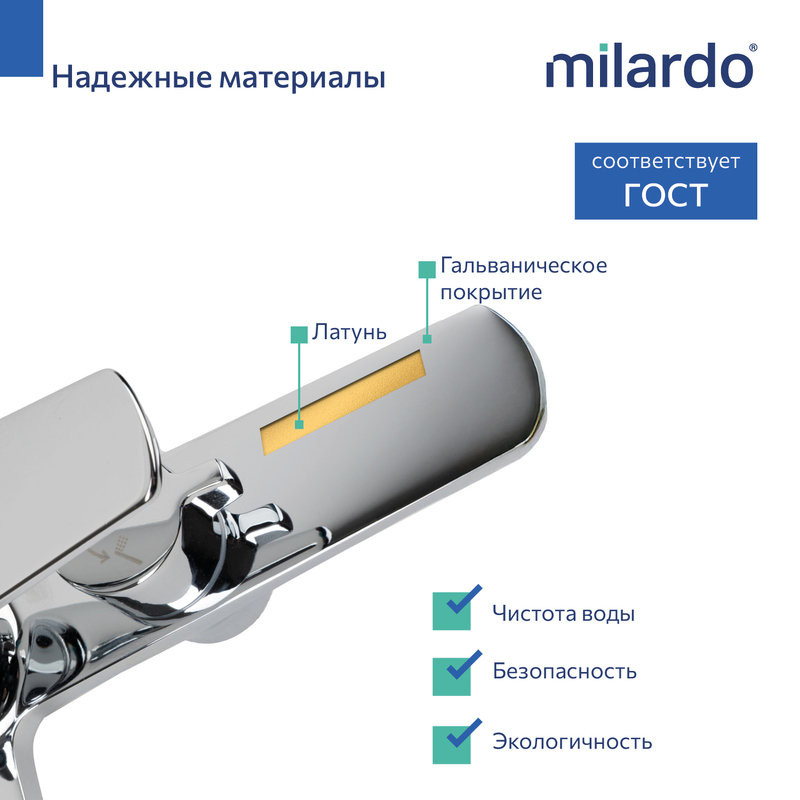 Смеситель для ванны, хром глянцевый, Лип (Leap), Milardo Смеситель для ванны, хром глянцевый, Лип (Leap), Milardo