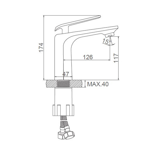 Смеситель д/умыв, с гайкой, однорычажный, латунь Смеситель д/умыв, с гайкой, однорычажный, латунь